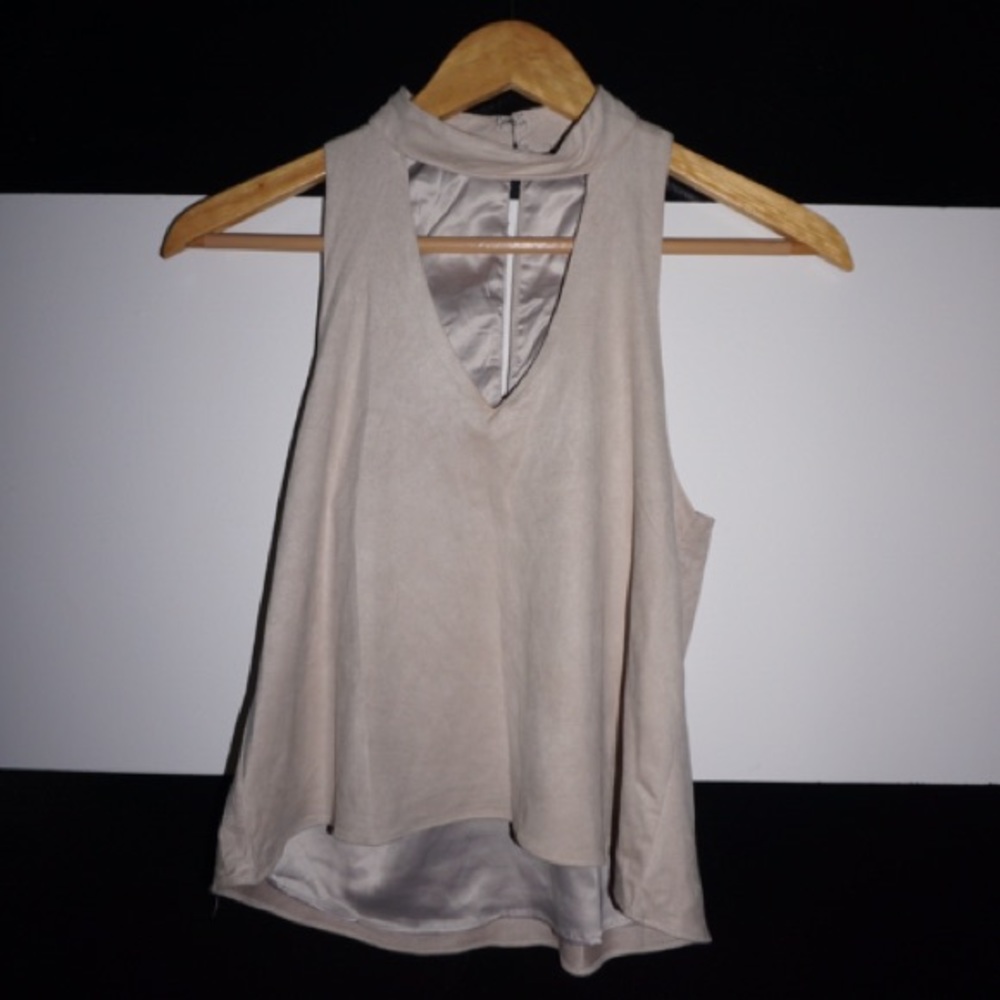 Keyhole Suede Crop Top